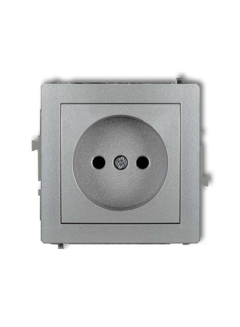 DECO Mechanizm gniazda pojedynczego bez uziemienia 2P (przesłony torów prądowych) srebrny metalik