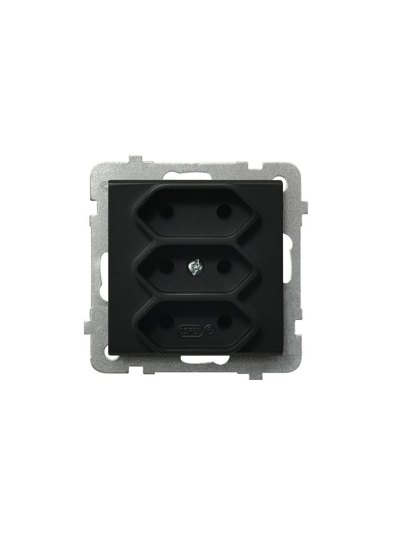 SONATA Gniazdo potrójne EURO - kolor czarny metalik