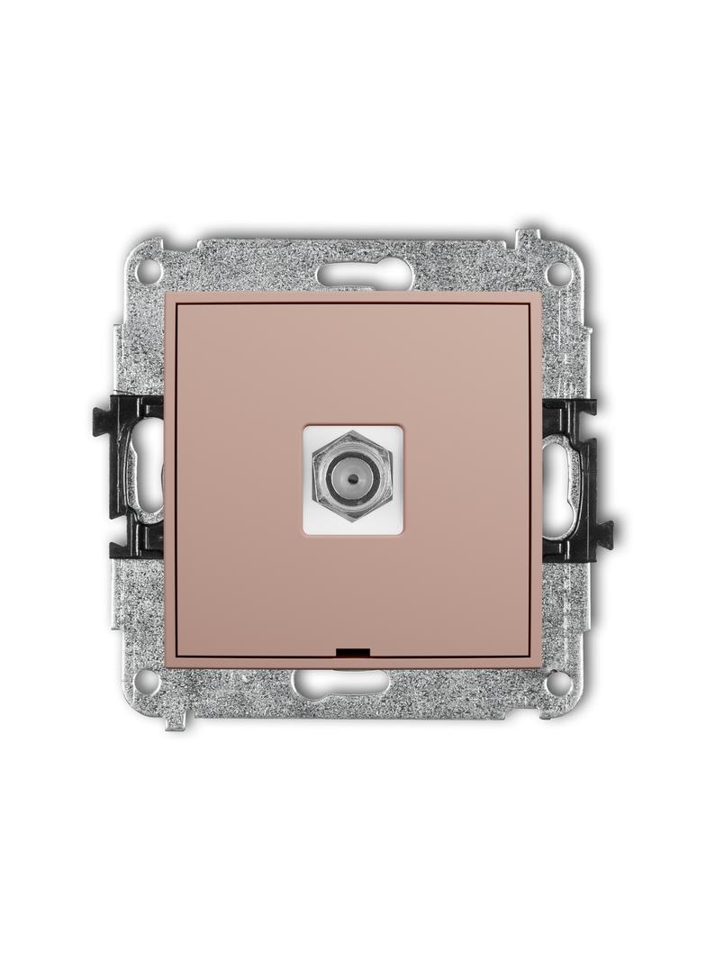 MINI Mechanizm gniazda antenowego pojedynczego typu F (SAT) niklowany, bez pola opisowego łososiowy