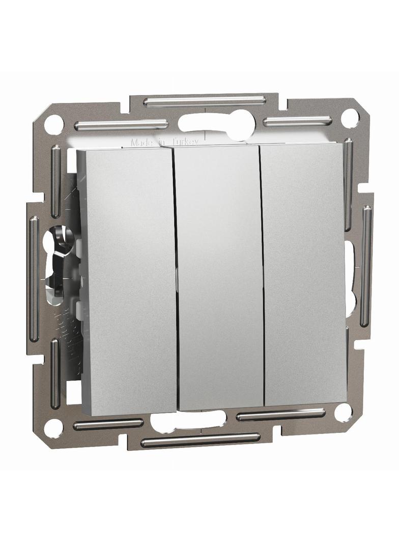 Asfora, łącznik potrójny, bez ramki, aluminium