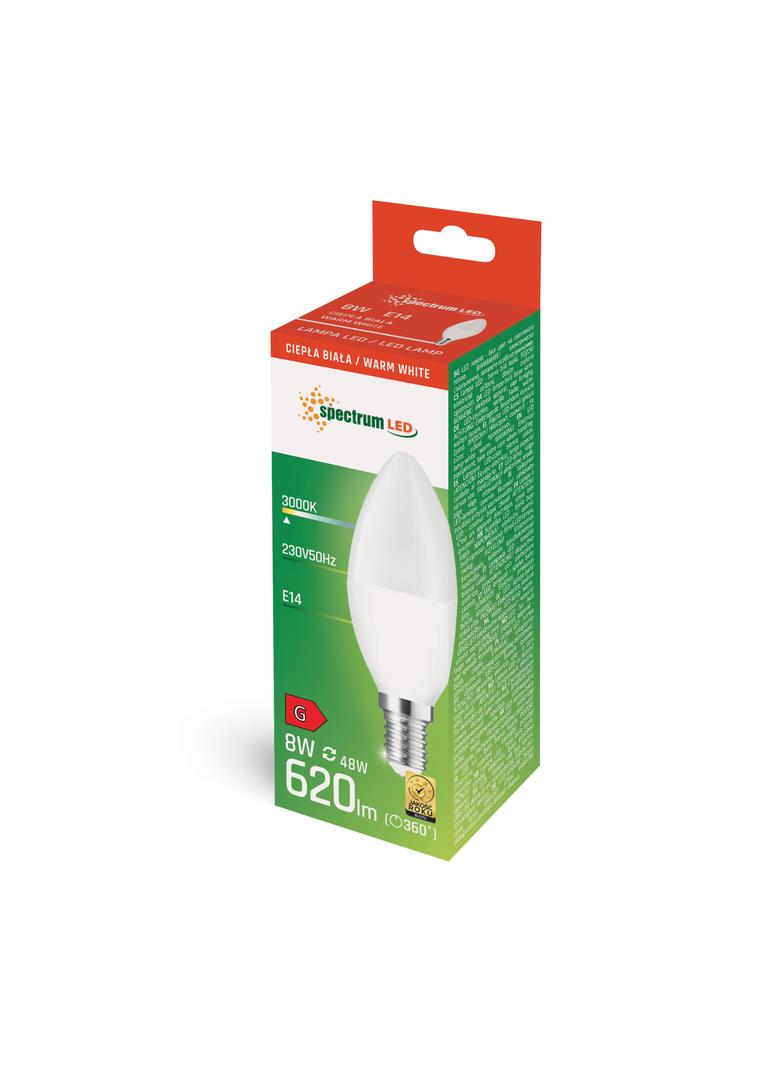 LED ŚWIECOWA E-14 230V 8W WW SPECTRUM