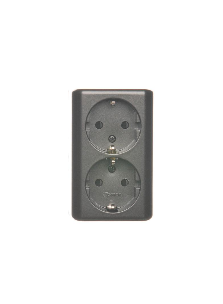 Simon 54 Gniazdo podwójne Schuko n/t z przesłonami wersja skandynawska 16A z. śrub. antracyt