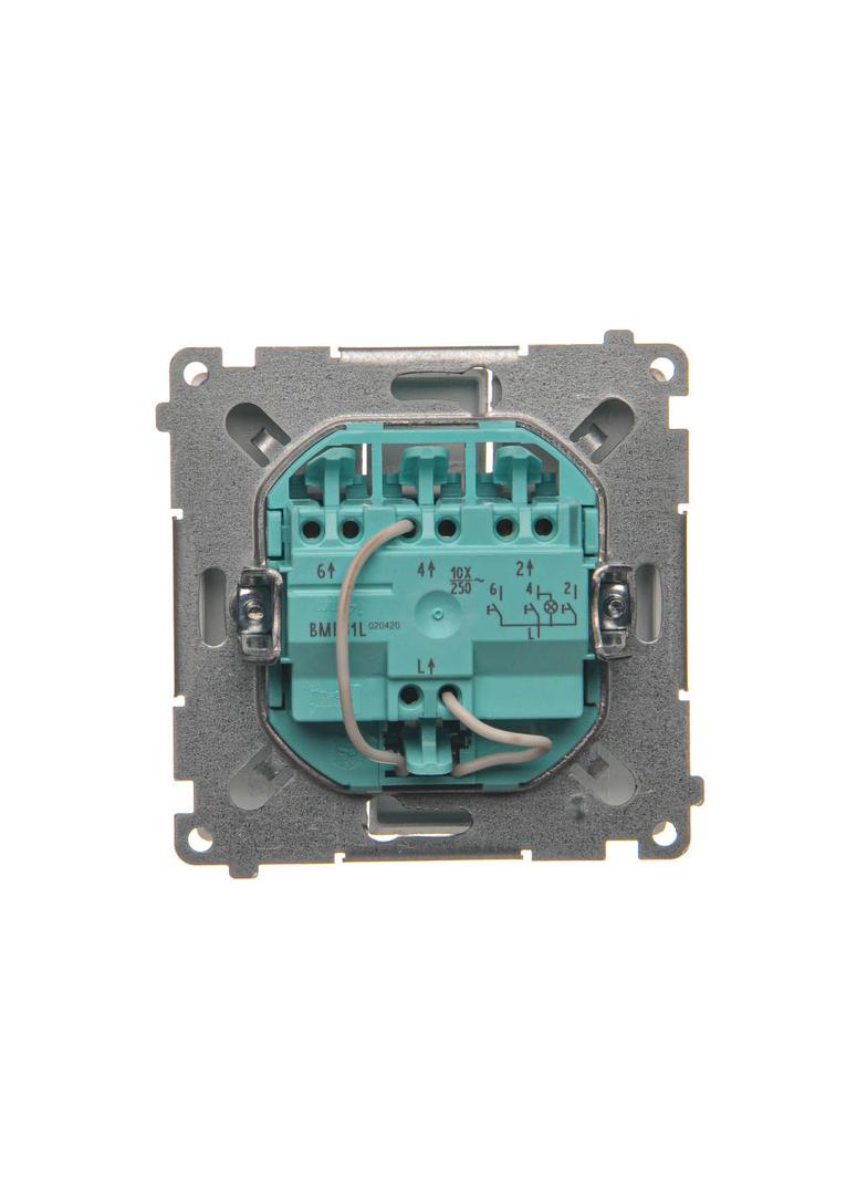 Simon Basic Przycisk potrójny z podświetleniem LED 10A 250V szybkozłączka srebrny mat BMP31L.01/43 KONTAKT