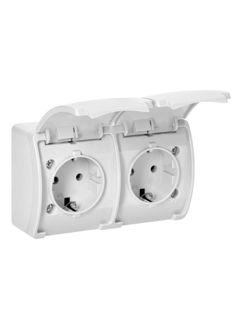 Gniazdo podwójne Schuko AQUATIC IP44 biały OR-OE-7106(GS)/W ORNO