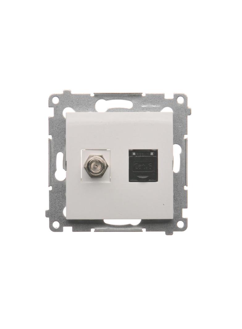 Simon 54 Gniazdo antenowe typu F+RJ45 kat.6 biały