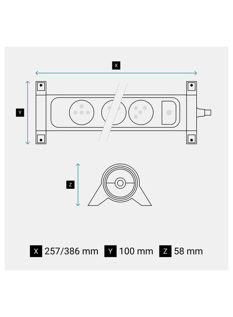 PRZEDŁUŻACZ PREMIUM, OBROTOWY, 5X2P+Z, Z PRZEWODEM 1.5 METRA 3X1.0 MM2 - BIAŁY/GRAFITOWY, Legrand