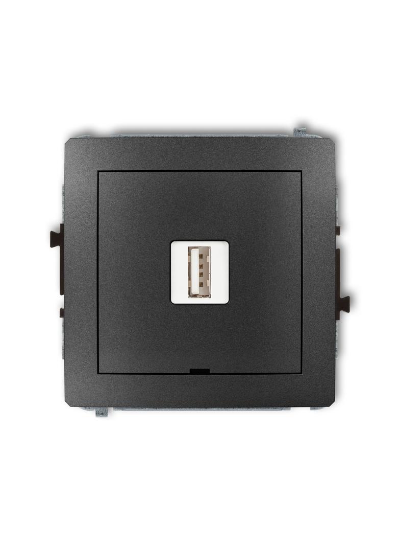 DECO Mechanizm ładowarki USB pojedynczej USB A, 5W max., 5V, 1A, bez pola opisowego grafitowy