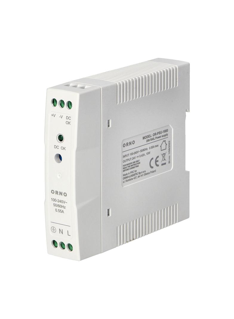 Zasilacz przemysłowy na szynę DIN 24VDC 0,42A 10W obudowa z tworzywa sztucznego OR-PSU-1660 ORNO