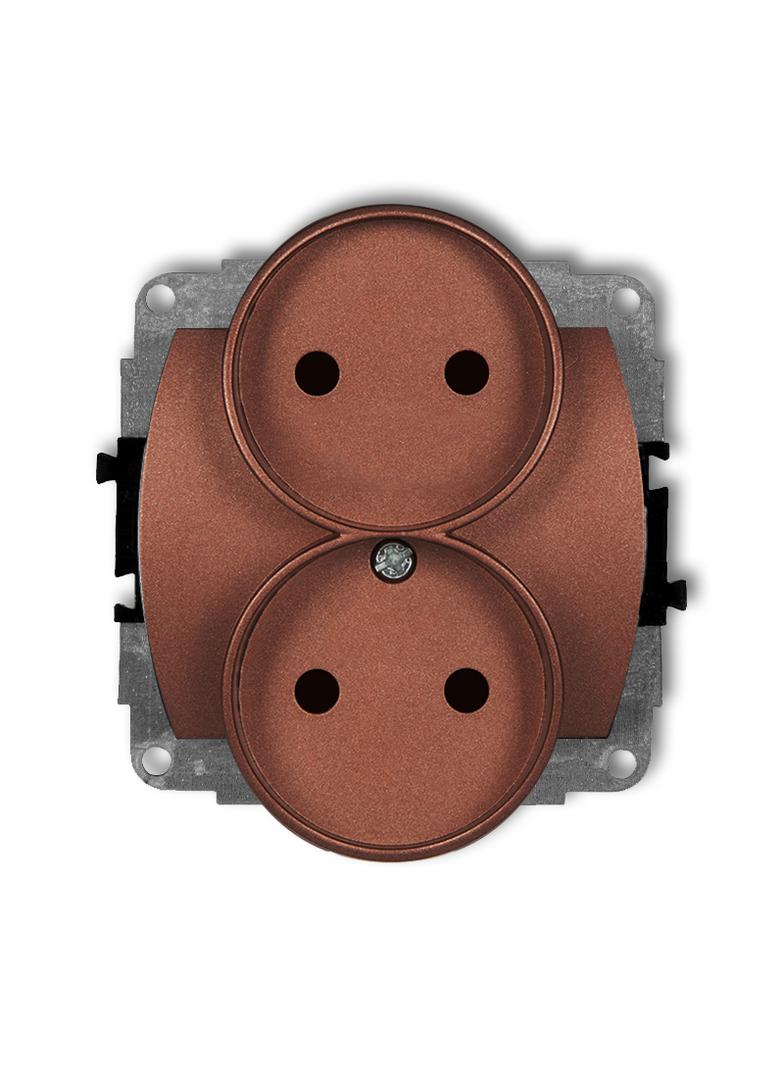 TREND Mechanizm gniazda podwójnego do ramki poziomej bez uziemienia 2x2P (przesłony torów prądowych)
