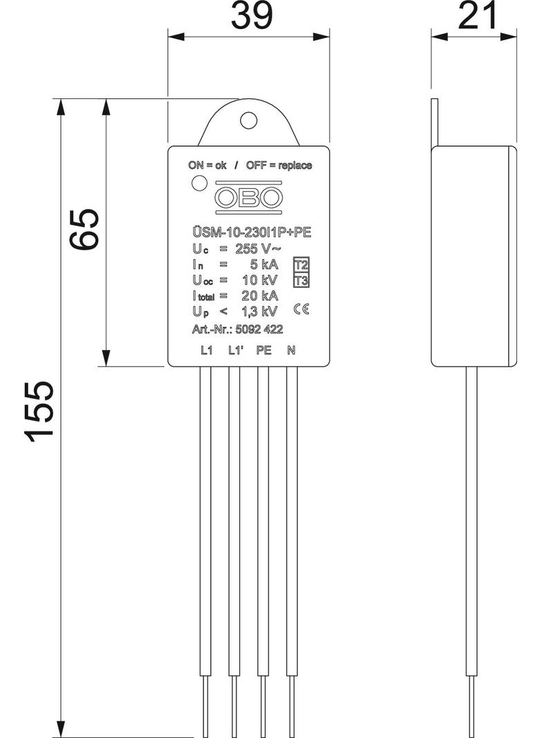 ÜSM-10-230I1P+PE Ogranicznik przepięć LED
