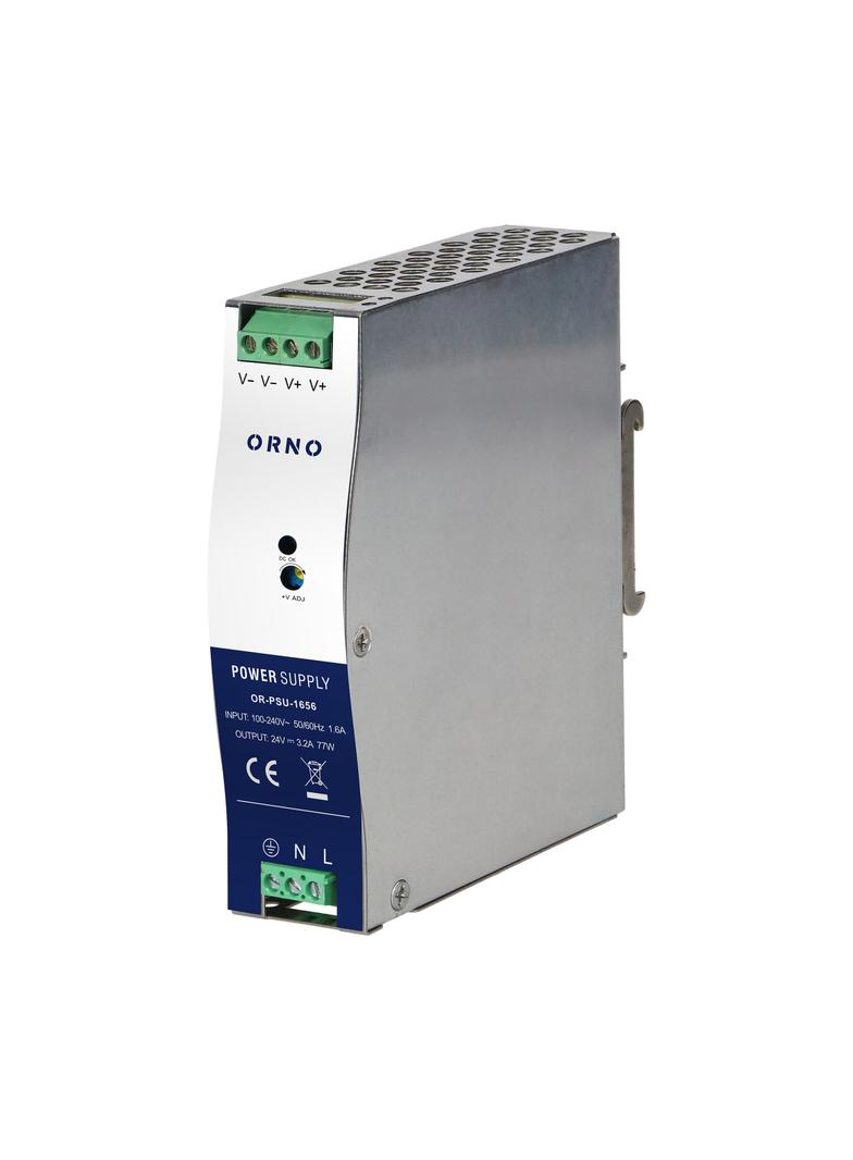 Zasilacz przemysłowy na szynę DIN 24VDC 3,2A 77W obudowa metalowa OR-PSU-1656 ORNO