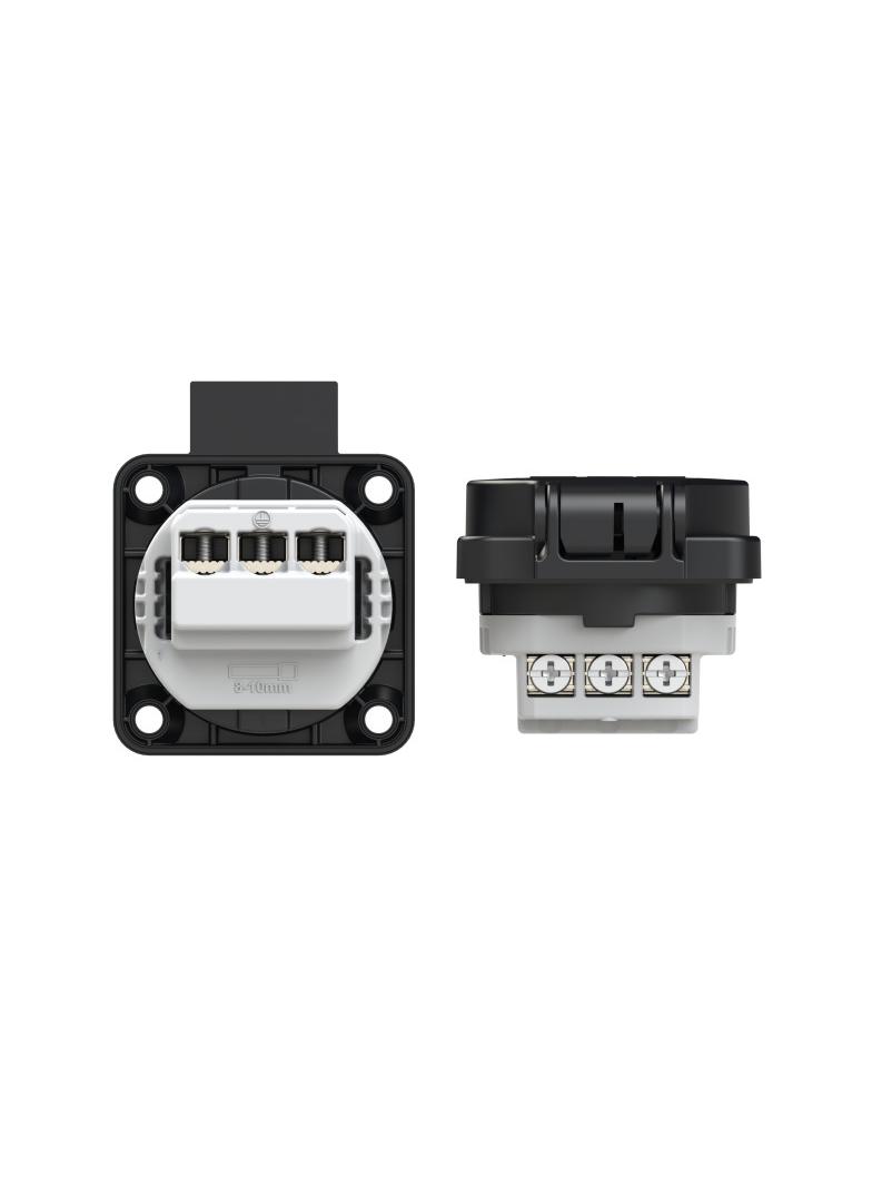 GN.WTYCZ.Z BOLCEM 16A 2P+Z IP44 CZARNE,PODLACZENIE TYLNE