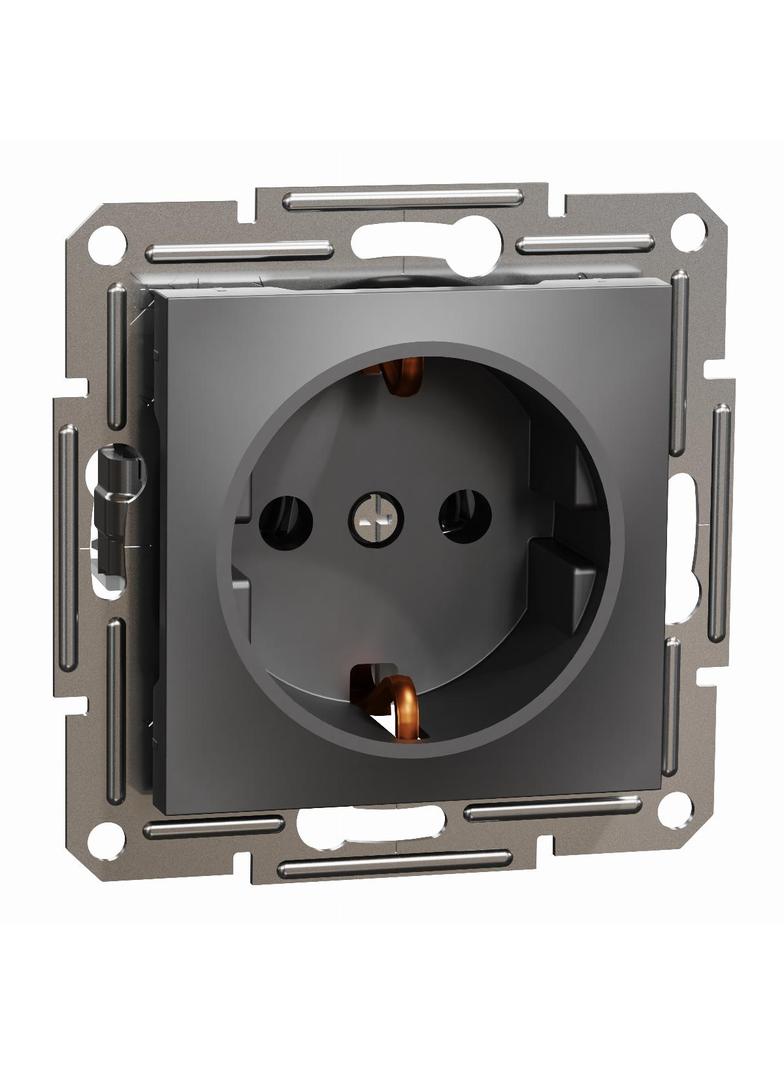 Asfora, gniazdo pojedyncze schuko, bez ramki, antracyt