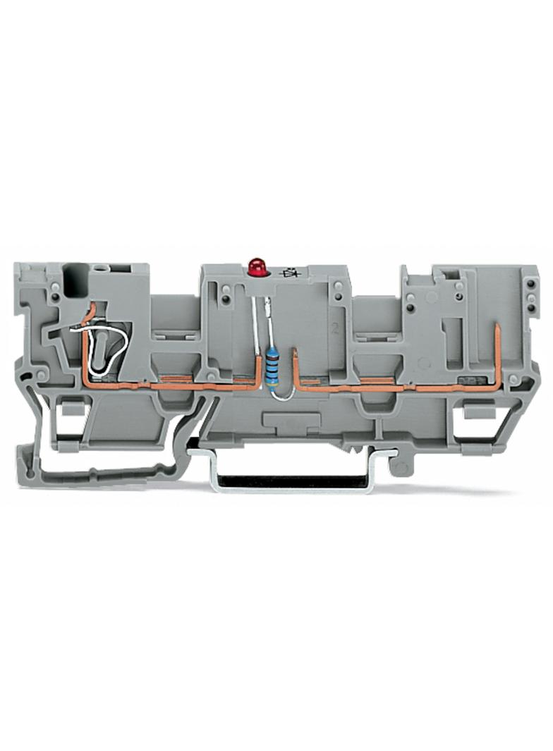 X-COM złączka bazowa 1-przewodowa/1-pinowa z LED szara