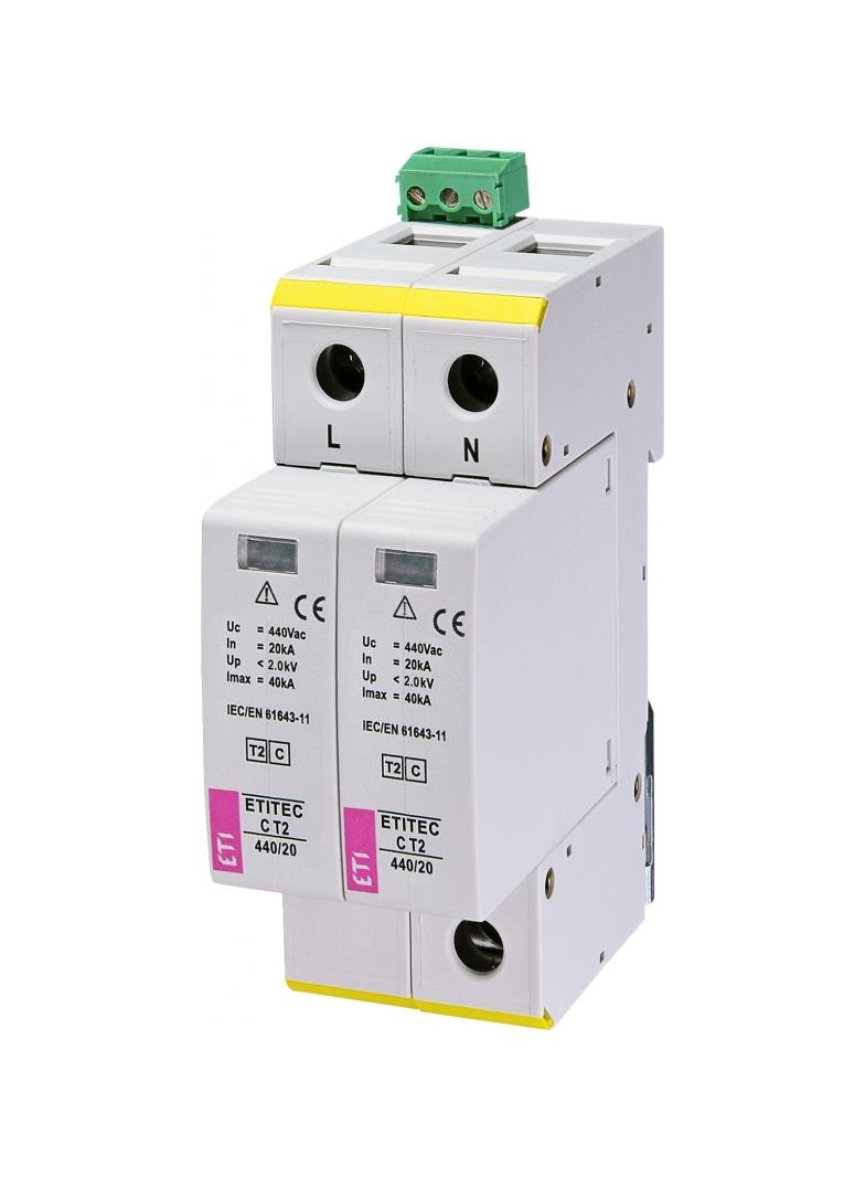 Ogranicznik przepięć T2 (C) TEC C T2 440/20 2+0 RC 002440410 ETI