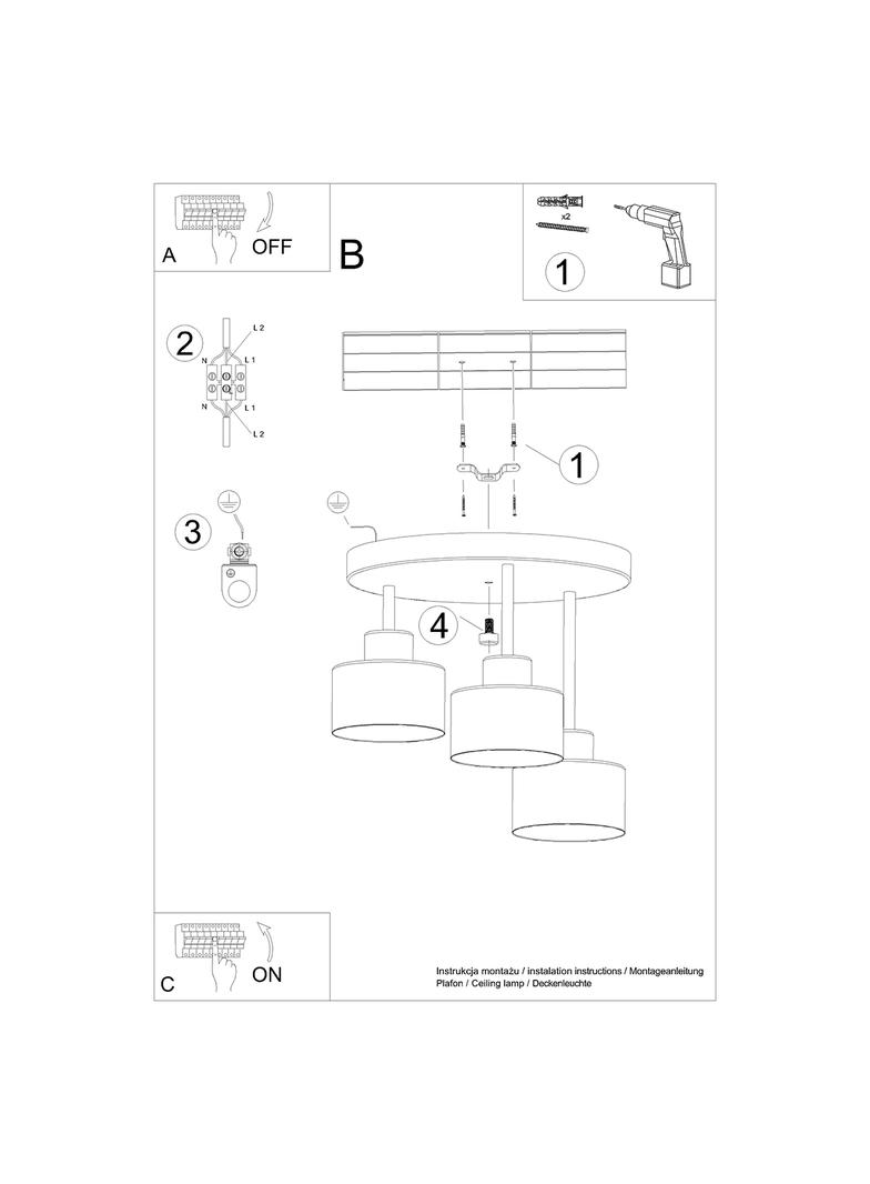 Sollux Plafon SAVAR 3 czarny SL.1131