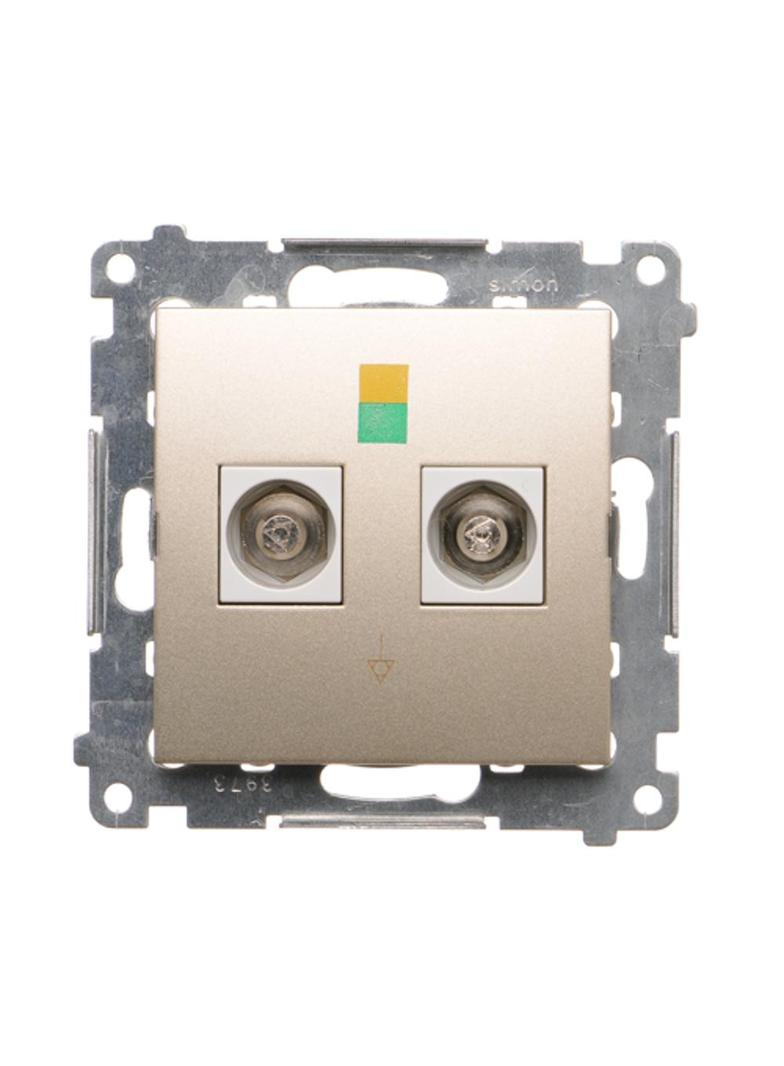 Simon 54 Gniazdo ekwipotencjalne podwójne złoty mat