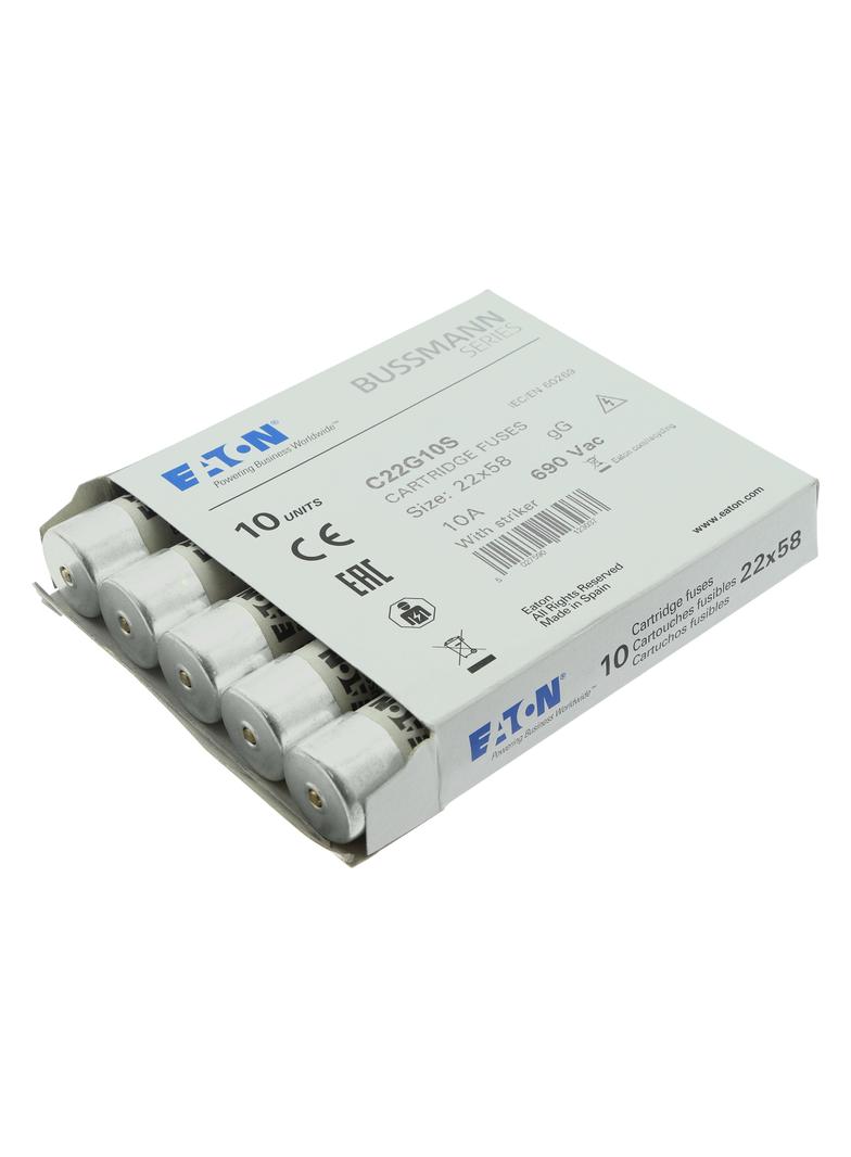 C22G10S Wkładka cylindryczna z wybijakiem 22x58 10A GG 690V AC C22G10S EATON