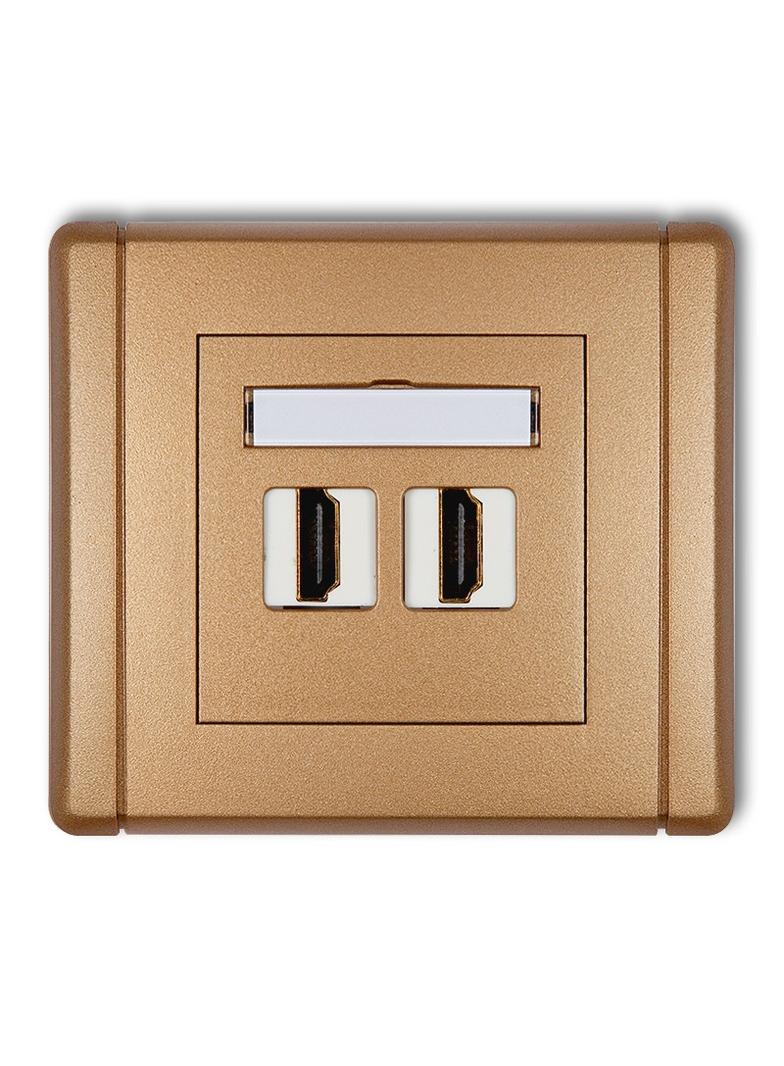 FLEXI Gniazdo podwójne HDMI 2.0 złoty metalik