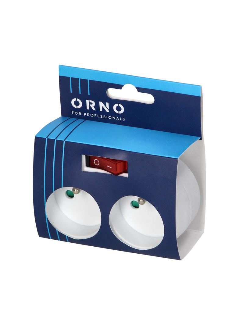 Rozgałęźnik 2x2P+Z z włącznikiem, biały OR-AE-13187 ORNO