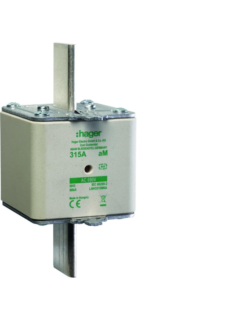 Wkładka bezp. nożowa NH3 wsk.podw. uchwyt nieiz. aM 315A 690VAC LNH3315M6A HAGER