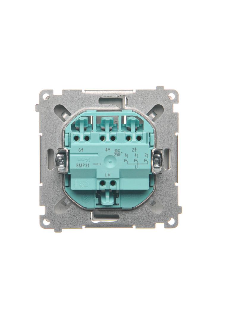 Simon Basic Przycisk potrójny 10A 250V szybkozłączka stal inox BMP31.01/21 KONTAKT