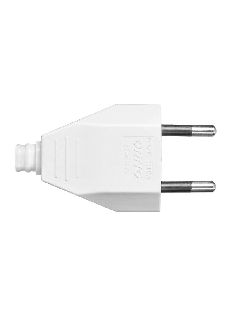 Wtyczka płaska bez uziemienia 2,5A 250V biały poliwęglan 50 sztuk OR-AE-13241/W/50 ORNO