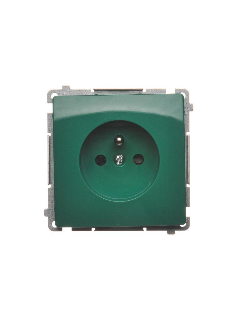 Simon Basic Gniazdo wtyczkowe z uziemieniem z przesłonami torów prądowych 16A 250V zaciski śrubowe zielone BMGZ1Z.01/33 BMGZ1z.01/33 KONTAKT