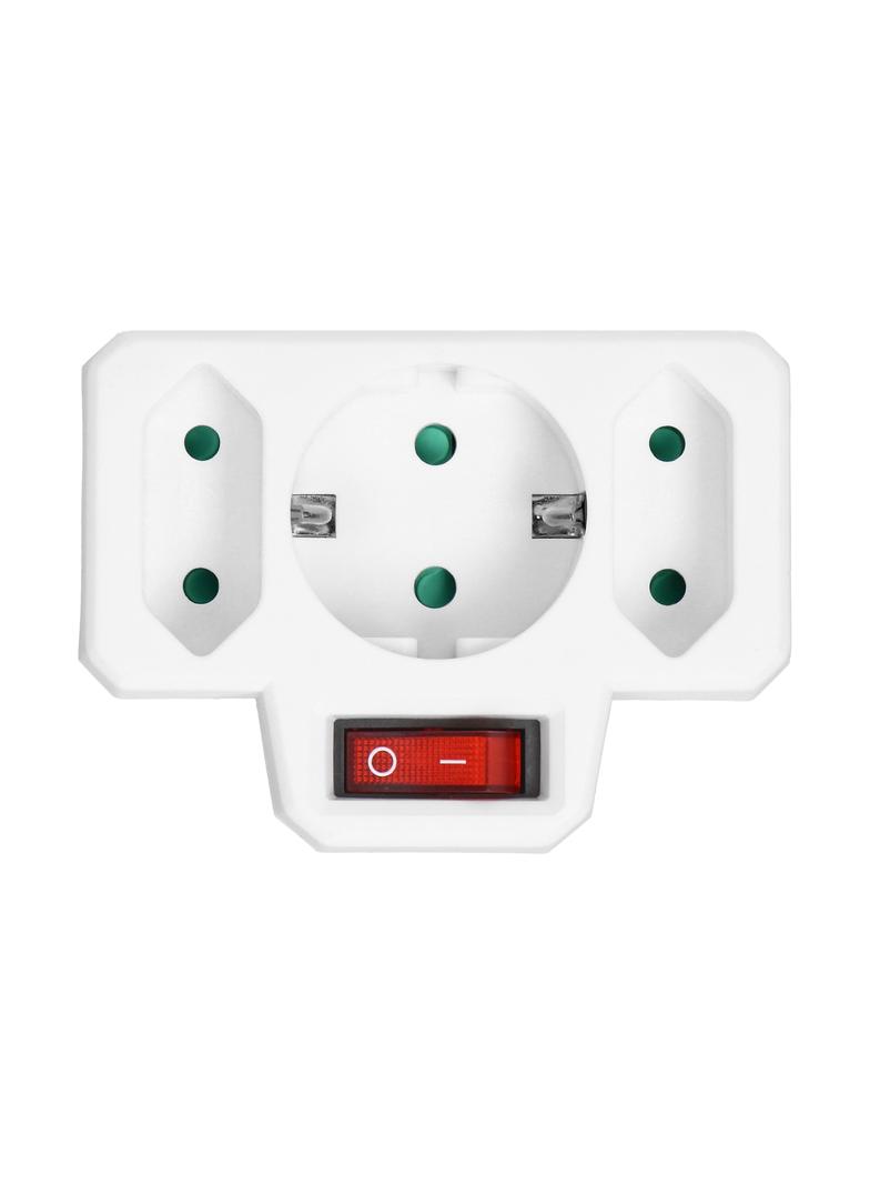 Rozgałęźnik 1x2P+Z (Schuko), 2x2P/II z włącznikiem, biały OR-AE-13191(GS) ORNO