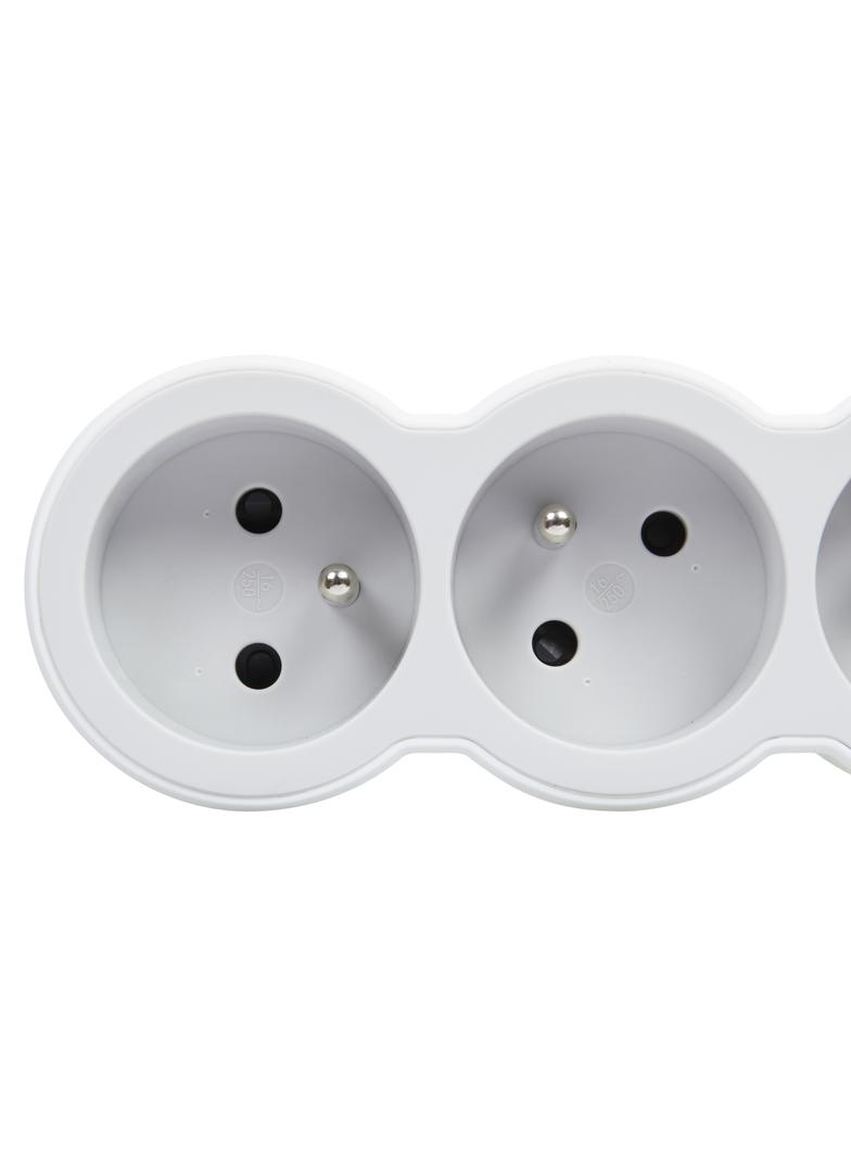 PRZEDŁUŻACZ STANDARD 3X2P+Z, Z PRZEWODEM 3.0 METRA 3X1.5 MM2 - BIAŁY/JASNOSZARY, Legrand