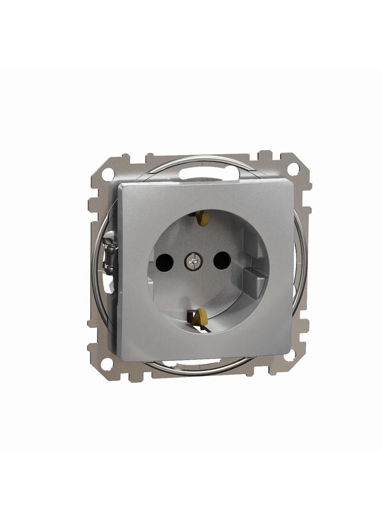 Sedna Design & Elements Gniazdo schuko z przesłonami srebrne aluminium SDD113021 Schneider