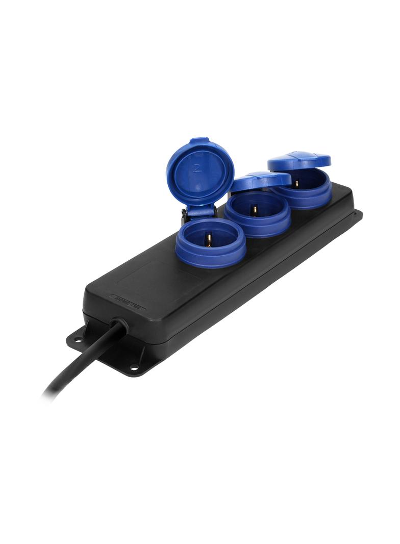 Przedłużacz warsztatowy bryzgoszczelny IP44, 3 gniazda 2P+Z schuko, przewód gumowy, H05RR-F 3x1,5mm2 OR-AE-13295(GS)/5M ORNO