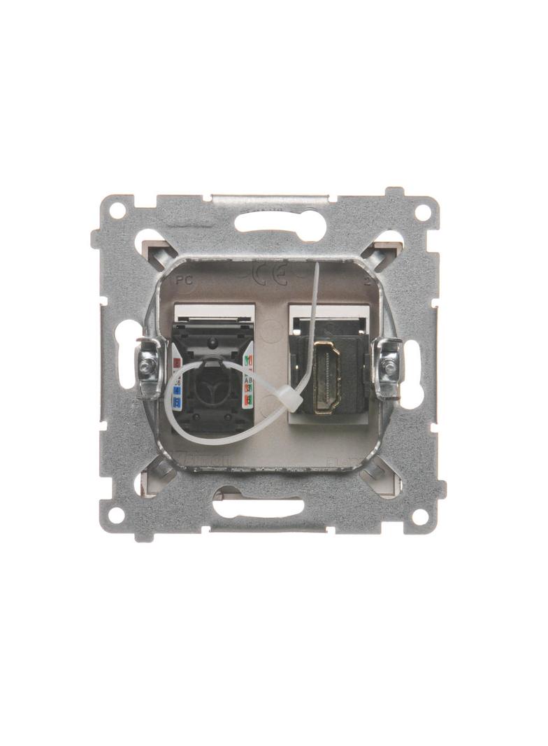 Simon 54 Gniazdo HDMI+RJ45 kat.6. brąz mat