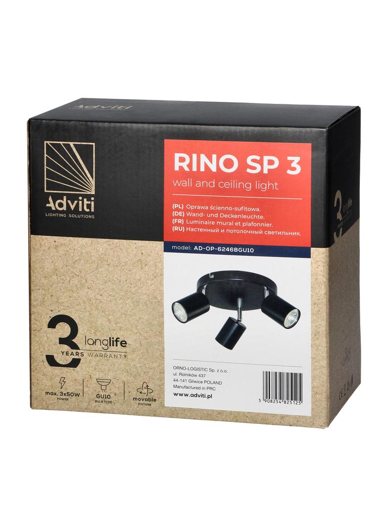 Rino SP 3 oprawa ścienno-sufitowa GU10 max. 3x50W IP20 czarna AD-OP-6246BGU10 ORNO