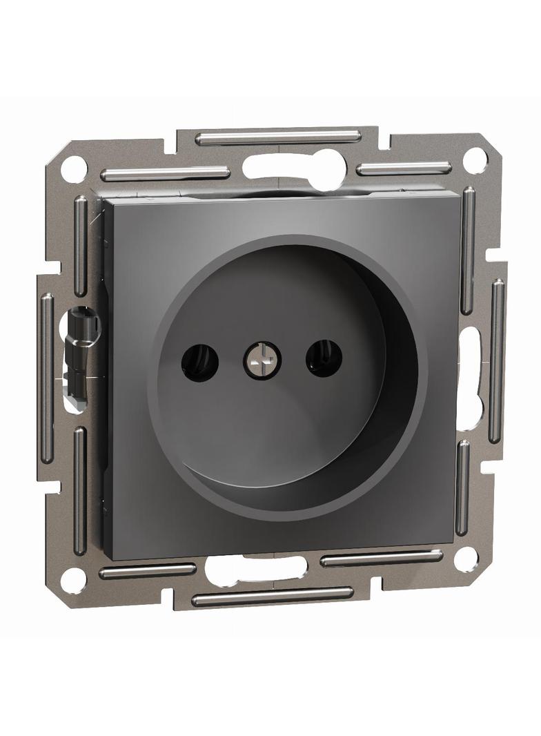 Asfora, gniazdo pojedyncze 2P, bez ramki, antracyt