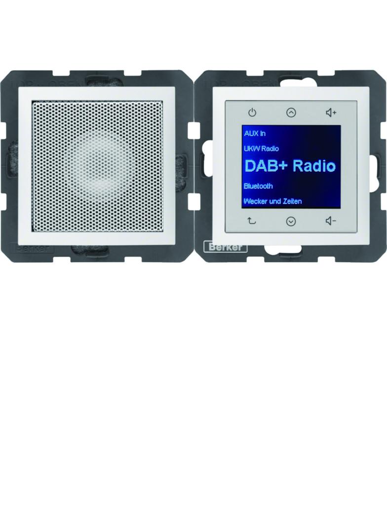 Berker B.Kwadrat/B.3/B.7 B.x Radio Touch podtynkowe DAB+ Bluetooth z głośnikiem biały mat 30809909 HAGER