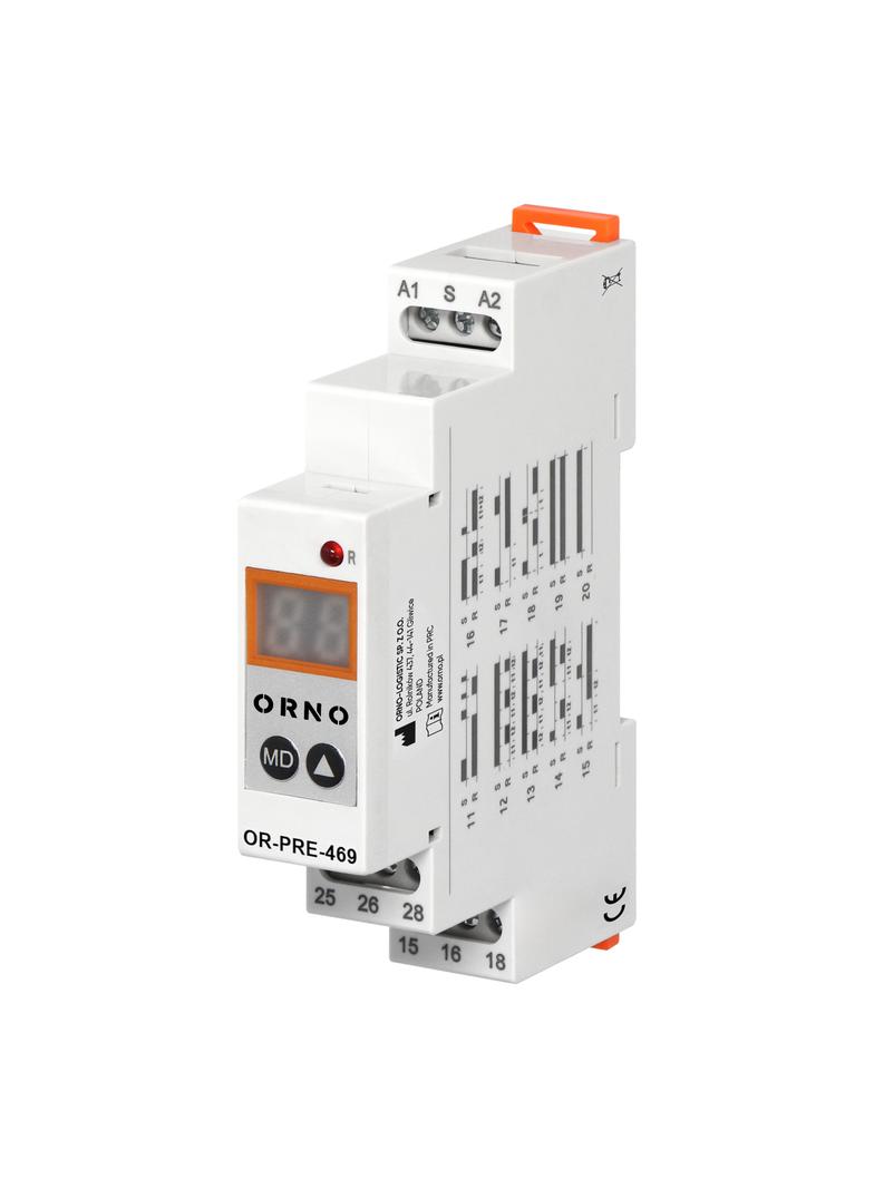 Cyfrowy przekaźnik czasowy 1 modułowy wielofunkcyjny, 0.1 s-99 dni, 12-240 VAC, 16 A, 20 trybów