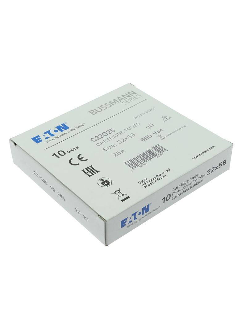 CYLINDRICAL FUSE 22 x 58 25A GG 690V AC Wkładka cylindryczna 22 x 58mm 25A GG 690V AC C22G25 EATON