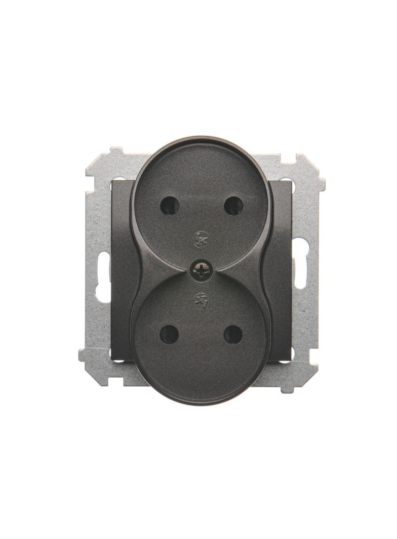 Simon 54 Gniazdo bez uziemienia z przesłonami podwójne 16A z. śrub. antracyt *Do ramek S54 PREMIUM