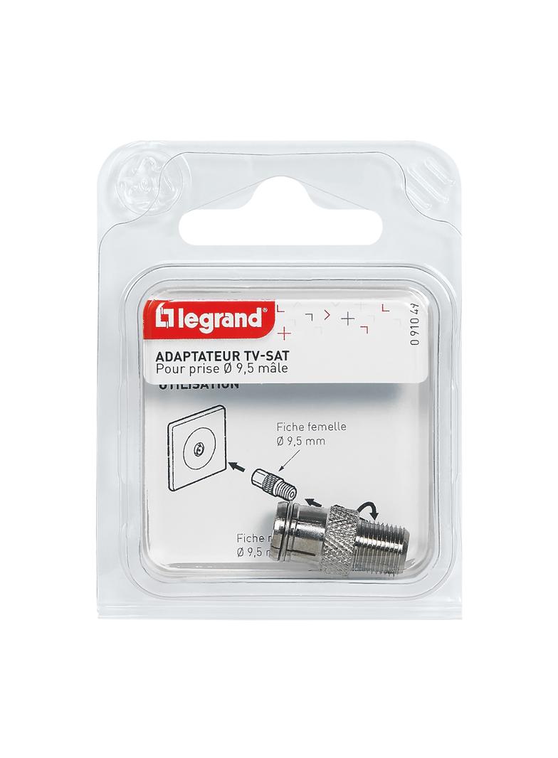 ADAPTER DOPASOWUJĄCY, 1 WTYK ŻEŃSKI O9,52 MM DO ZŁĄCZA ŻEŃSKIEGO ''F'', Legrand