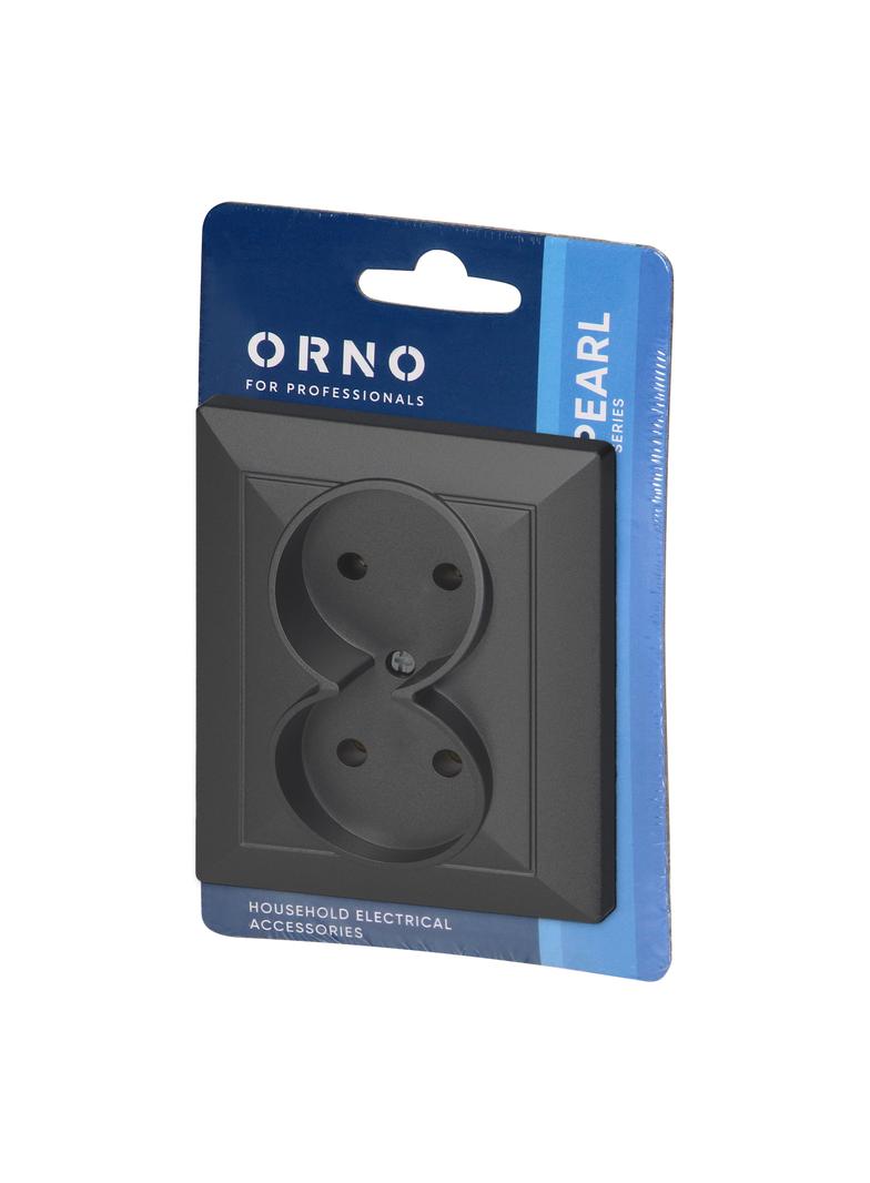 Gniazdo podwójne podtynkowe 2x2P Pearl, 16A, 250V, PT-5 P, czarny OR-OE-7706/2P/B ORNO