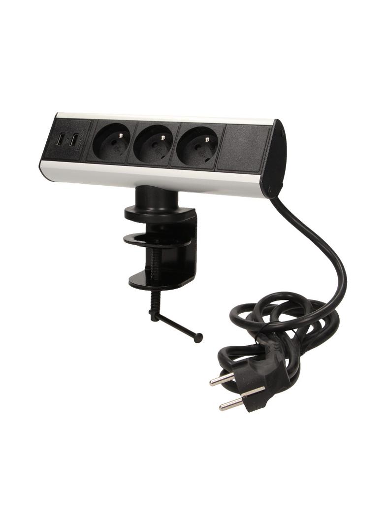 Gniazdo meblowe z uchwytem montażowym ładowarką USB i przewodem 1,8m 3x2P+Z 2xUSB (typ A 2,1A) FS-7