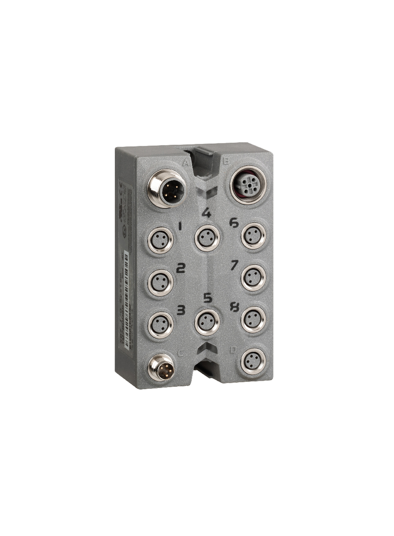 Modicon TM7, moduł rozszerzeń wejść cyfrowych, 8 wejść typu sink, złącza M8