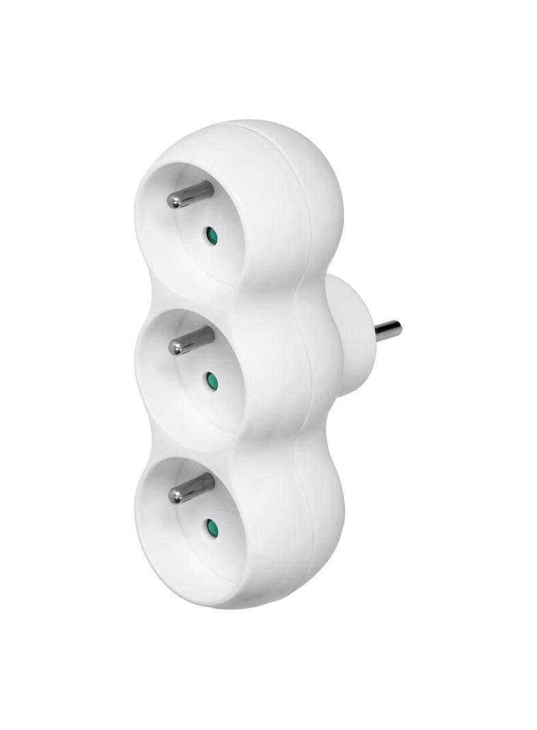 Rozgałęźnik bałwanek 3x2P+Z, wtyczka centralna, biały OR-AE-13251 ORNO