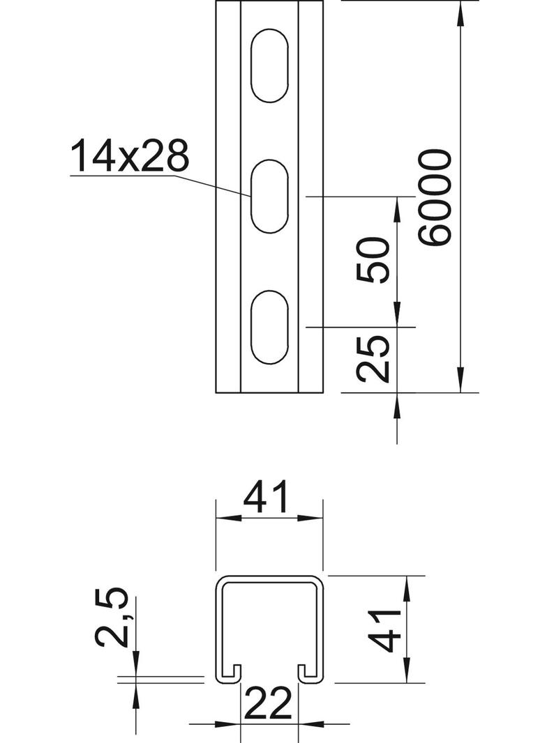 MS 41 L 6M FS, Szyna profilowa