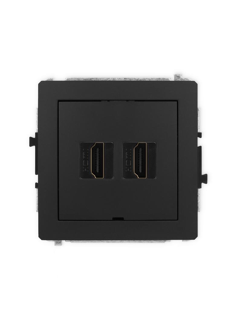 DECO Mechanizm gniazda podwójnego HDMI 2.0, bez pola opisowego czarny mat