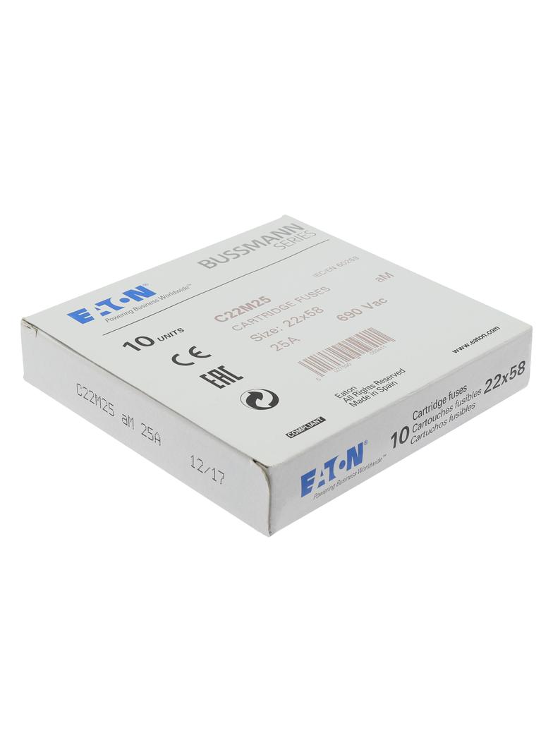 CYLINDRICAL FUSE 22 x 58 25A AM 690V AC Wkładka cylindryczna 22 x 58mm 25A AM 690V AC C22M25 EATON