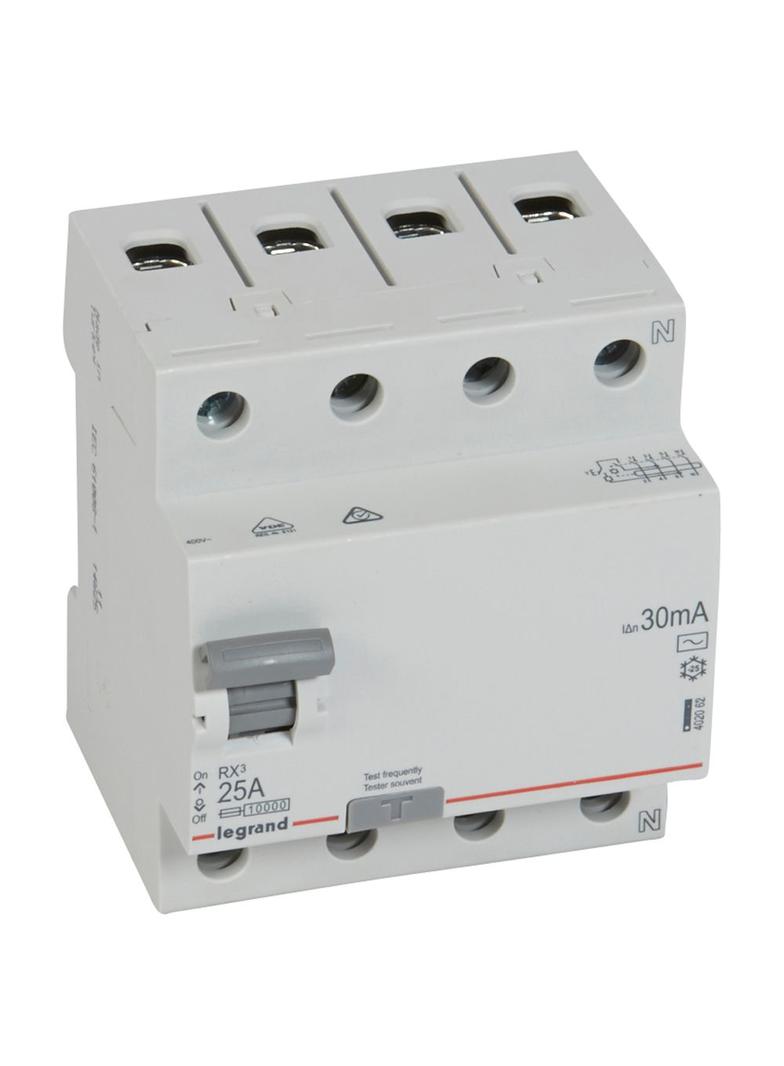 WYŁĄCZNIK RÓŻNICOWOPRĄDOWY RX3 4P 25A 30MA TYP AC, Legrand