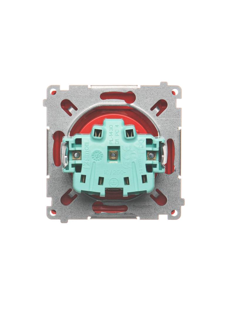 Simon Basic Gniazdo wtyczkowe z uziemieniem z przesłonami torów prądowych bryzgoszczelne IP44 16A 250V zaciski śrubowe czerwone BMGZ1BZ.01/22 BMGZ1Bz.01/22 KONTAKT