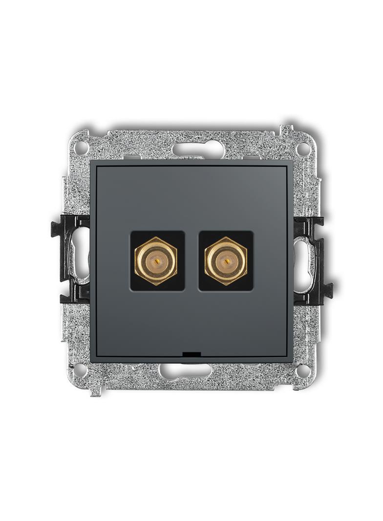 ICON Mechanizm gniazda antenowego podwójnego typu F (SAT) pozłacany, bez pola opisowego grafitowy ma